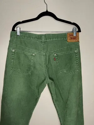 Levis Vintage‎ Y2K Green Corduroy Straight-Leg Button Fly Pants thumbnail 8