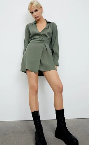 ZARA WRAP DRESS WITH POCKET thumbnail 1