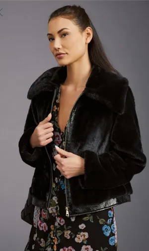 Maeve Zip Up Faux Fur Jacket thumbnail 1