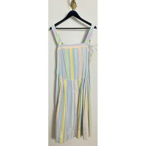 FREE PEOPLE Primavera Stripe Cotton Midi Dress in Pastel Combo Size Medium thumbnail 3