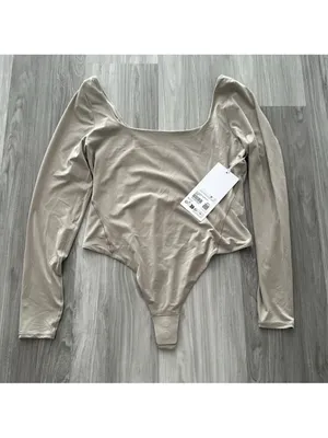 Lululemon Wundermost Ultra-Soft Nulu Square-Neck Long-Sleeve Bodysuit Riverstone thumbnail 4
