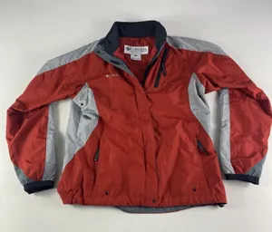 Columbia Jacket Womens Medium Red Gray Windbreaker Packable Full‎ Zip Ladies thumbnail 1