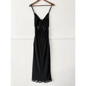 Wild Fable Black Floral Maxi Dress Open Back Tie Women’s Size S NWT thumbnail 4