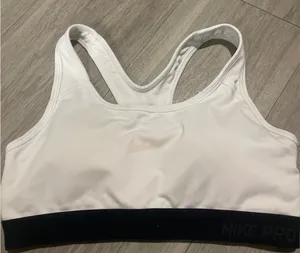 Nike Pro Women's White and Black Sports Bra thumbnail 1