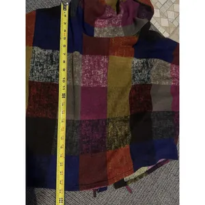 Ariella Sweater Multicolor Check~Lace Up Back~Cowl Neck Artsy Colorful Medium thumbnail 5