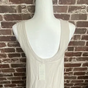 Calypso St Barth Midi Sleeveless Dress Cream Embroidered Linen Blend Pockets S thumbnail 5