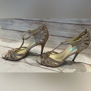 Blue By Betsey Johnson SB-Tee Champagne Glitter Dress Stiletto Heels WOMENS 10 thumbnail 4