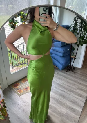 Amanda Uprichard Green Silk Cocktail Dress thumbnail 1