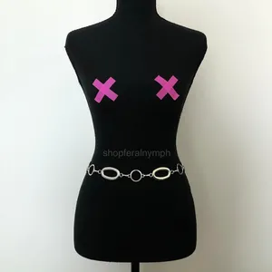 Y2K Minimalist Silver Geometric Link Chain Belt, Fits 29–42 Inches, X7GA1221 thumbnail 5