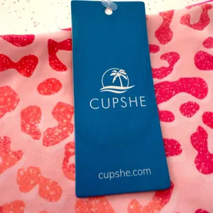 Cupshe Low Rise Cheeky Bikini Bottoms Women M Pink Orange Leopard Barbiecore‎ thumbnail 4