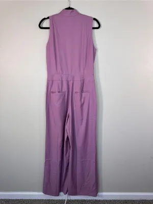 Wildfang Purple The Empower High Waisted V Neck Wide Leg Jumpsuit Womens 10 NWT thumbnail 3