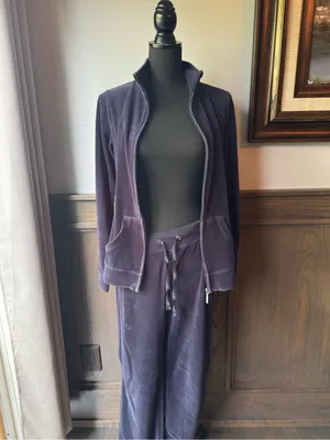Exertek Navy Blue Velour Tracksuit Set Y2K Lounge Jacket Pants small thumbnail 3