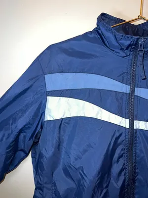 Nike Navy Lightweight Zip Windbreaker Jacket‎ Swoosh Stripe Women’s Medium thumbnail 6