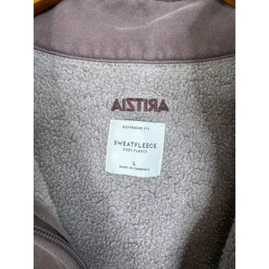 Aritzia TNA Cozy Fleece Boyfriend 1/4 Zip Sweatshirt Mauve Purple Large 116267 thumbnail 4