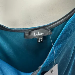 Lulus How Much I Care Dark Teal Velvet Off-the-Shoulder Midi Dress Party XS NWT thumbnail 7