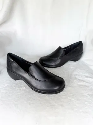 Clarks Bendables MAY POPPY Loafers Womens Size 6M Black Leather Slip-Ons 84634 thumbnail 4