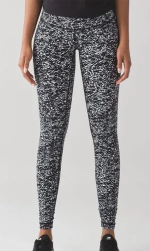 Lululemon Wunder Under Leggings‎ Pant III Womens Size 4 Iced Wave White Black thumbnail 1