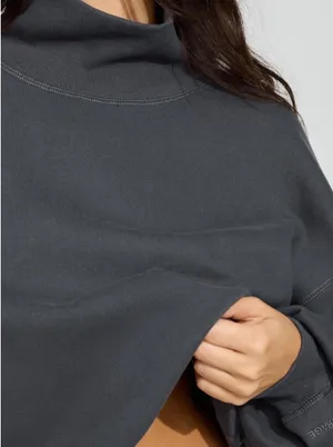 grey garage mock neck sweatshirt thumbnail 2