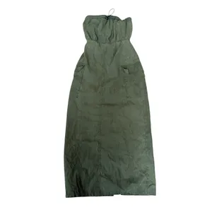 Forever 21 Olive Green Military Bandeau Midi Zip up women's dress, Size S thumbnail 8