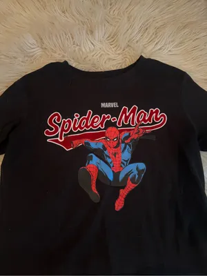 Marvel Black Spider-Man Graphic Crop Top with Red & Blue Print thumbnail 5