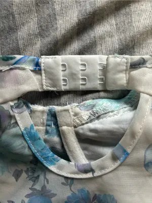 Edikted White and Light Blue Floral Ruffle Crop Top thumbnail 4