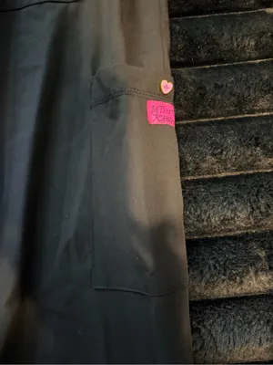Betsey Johnson Black Drawstring Cargo Scrub Pants with Pink Heart Accents thumbnail 9