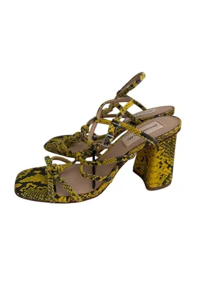ANTONIO MELANI Yellow Snake Print Sandals Heels Size 7.5 NEW NWOB thumbnail 7
