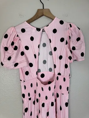 AFRM Jamie Pink Black Polkadot Print Open Back Maxi Dress Medium $138 Revolve thumbnail 8