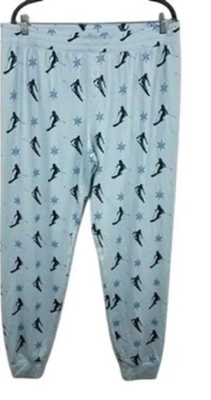 PJ Salvage Women's M‎ Lounge Pajama Pants Blue Skiing Snowflake Sleepwear thumbnail 1