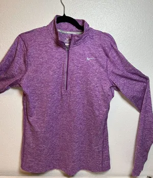 Nike Nike Heathered Purple Dri-FIT Pullover Sz M Nike Running w Thumbholes thumbnail 1