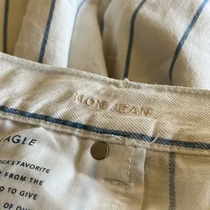 Nwt American Eagle Outfitters Blue White Striped High Rise Mom Jeans thumbnail 8