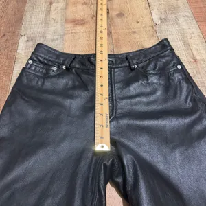 VINTAGE Tommy Hilfiger Women's Black Leather Pants Sz 6 Y2K Edgy Biker Grunge thumbnail 4