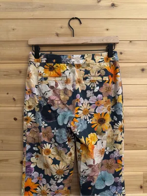 Moxy Maeve Anthropologie Size 0 Floral Mid Rise Jeans Casual Boho Colorful thumbnail 9