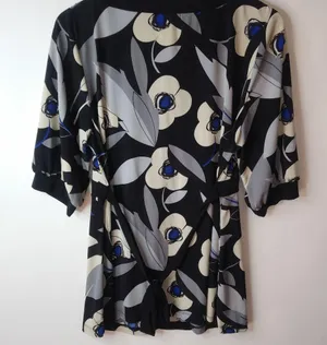 Maurices 1X Black Blue Flowers Top Plus thumbnail 2