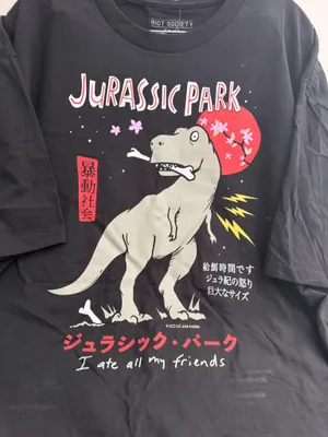 Riot Society Jurassic Park Dinosaur Black Graphic Tee thumbnail 2