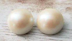 Vintage Clip On Earrings - Stylish Domed Faux Pearl Slightly Over 5/8" thumbnail 1