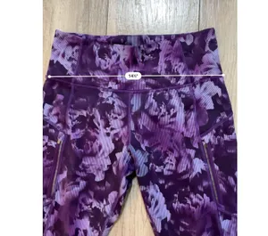 Athleta Rainier Printed Tight Purple Floral Zipper Pocket Activewear Leggings thumbnail 8