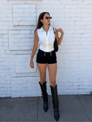 Ci Sono black mini micro shorts with gold buttons - fit like a small #party #goingout #y2k thumbnail 3