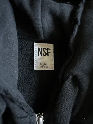 NSF Black Hooded Jean Jacket with Button Details thumbnail 2
