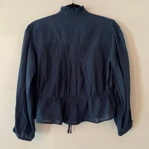 NWT Free People Best of Me Navy Blue Eyelet Blouse Boho Cotton Women's size XS thumbnail 7