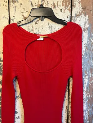 Abercrombie & Fitch ribbed knit red mini dress chest cutout size small bodycon thumbnail 2