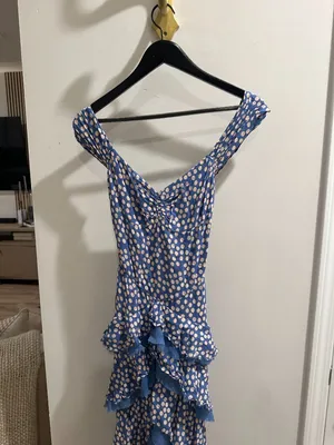FREE PEOPLE Moon River Polka Dot Dress in Blue Size Medium thumbnail 5