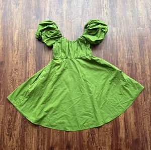 Abercrombie & Fitch Women’s Green Emerson Mini Dress Poplin Puff Sleeve- ST thumbnail 1