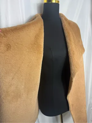 Twelfth Love Sherpa Coat Med Camel Faux Suede Cozy vest Open Front Cardigan thumbnail 4