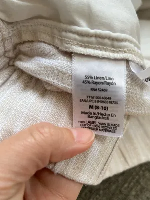 Time and Tru Cream Striped High Waist Linen Blend Drawstring Shorts. | Medium thumbnail 9