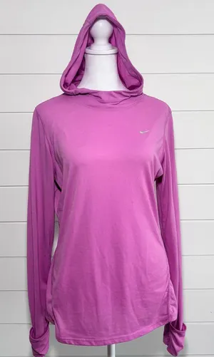 Nike Dri-Fit Fuchsia Pink‎ Hooded Long Sleeve Running Top Size M thumbnail 1