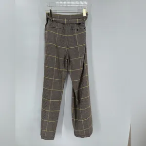 Scotch and Soda‎ brown and yellow plaid paper bag pants size medium thumbnail 2