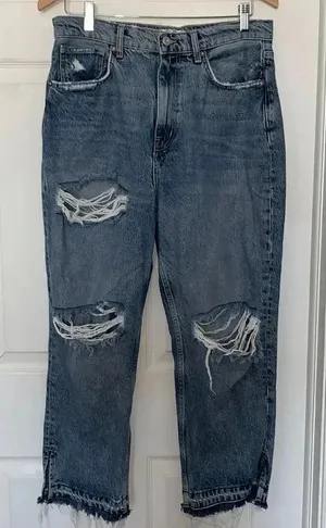 We The Free Distressed Boyfriend Jeans Blue Size 30 thumbnail 1