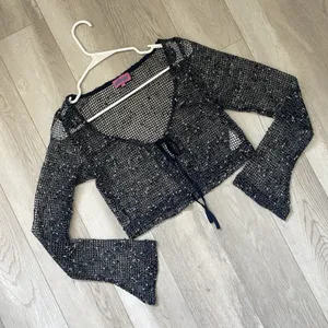 Edikted Crochet Cardigan idra open knit womens Navy Blue (xsmall) festival y2k thumbnail 1