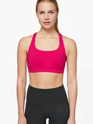 LULULEMON Energy Bra Calypso Pink Medium Support B/C Cup Luxtreme Sz 4 Like New thumbnail 1
